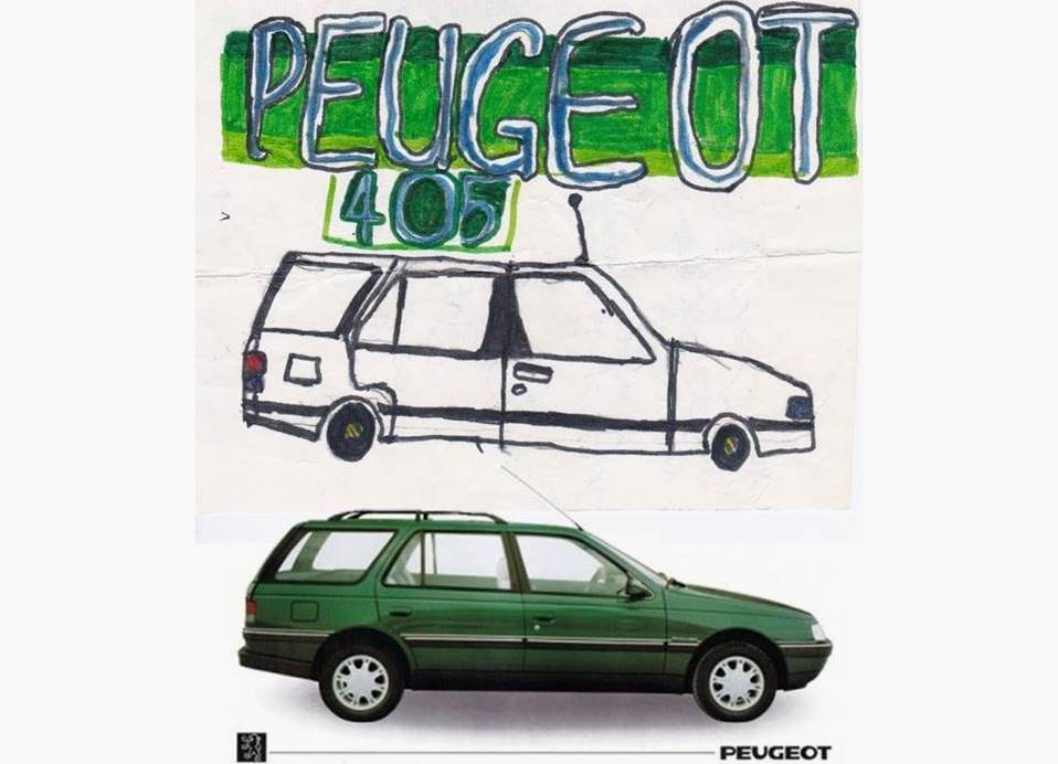 Children's drawing of a Peugeot 405