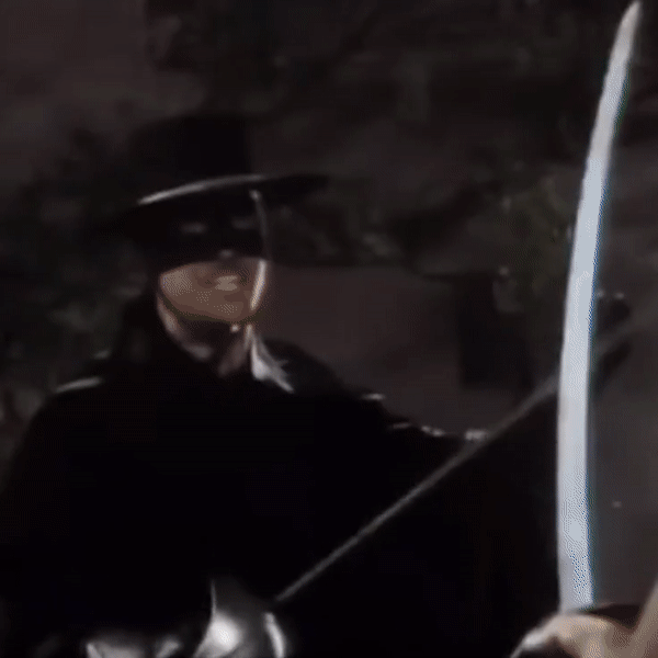 Bewegend beeld Zorro's zwaard dat een Z snijdt in een poster en een getekende Z over een afbeelding van de Z4.