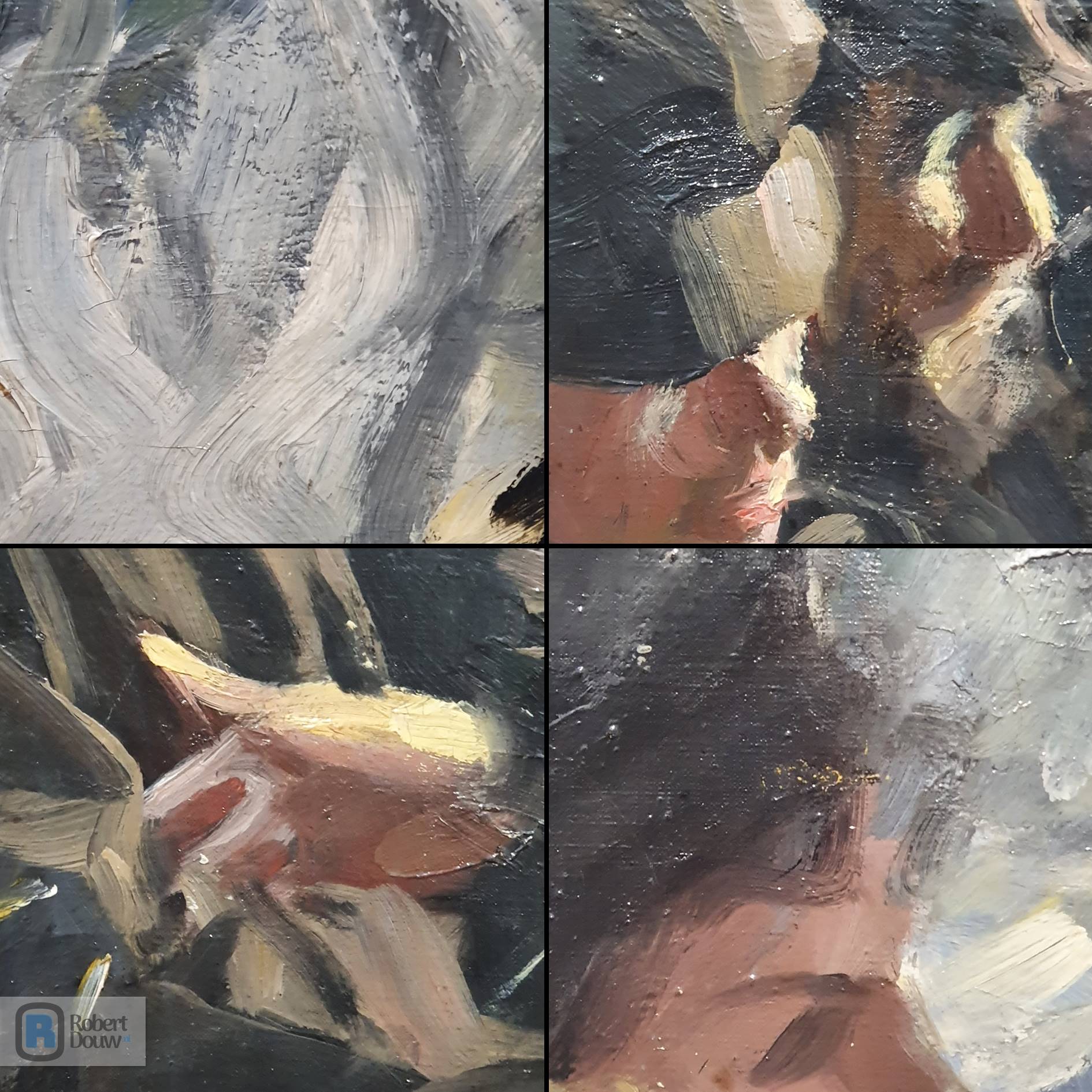 Loosely applied oil paint in four details.
